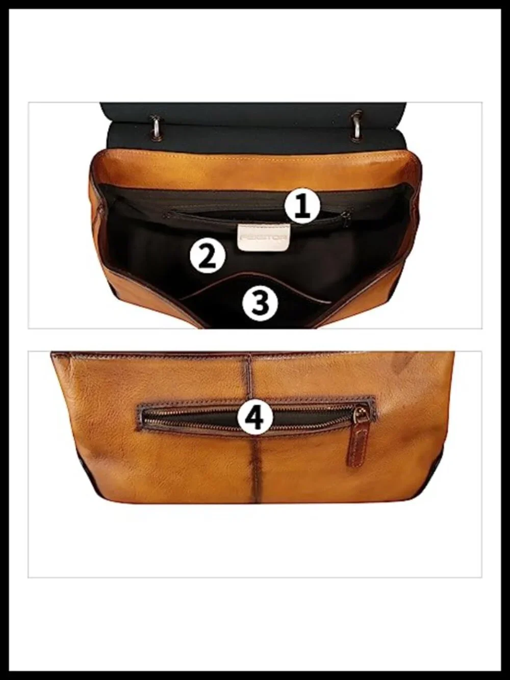 Genuine Leather Vintage Satchel Handbag Crossbody Shoulder Bag with Strap